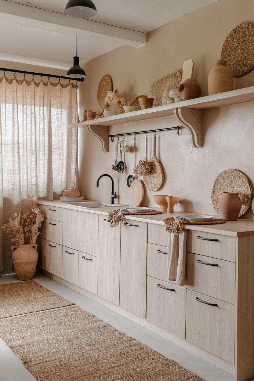 Light and Natural earthy boho kitchen ideas